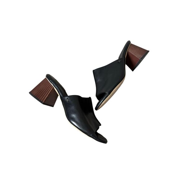 Sam Edelman Sonya Eggshell Sculptural Slip On Open Toe Block Heeled Sandals 10 B - Picture 2 of 14